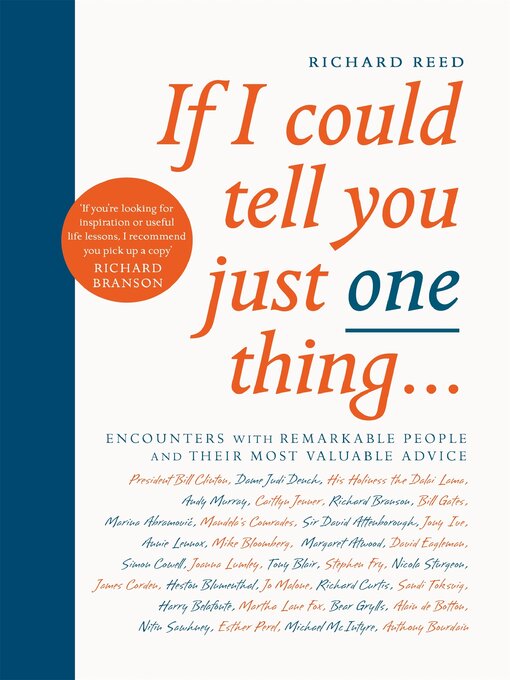Title details for If I Could Tell You Just One Thing... by Richard Reed - Wait list